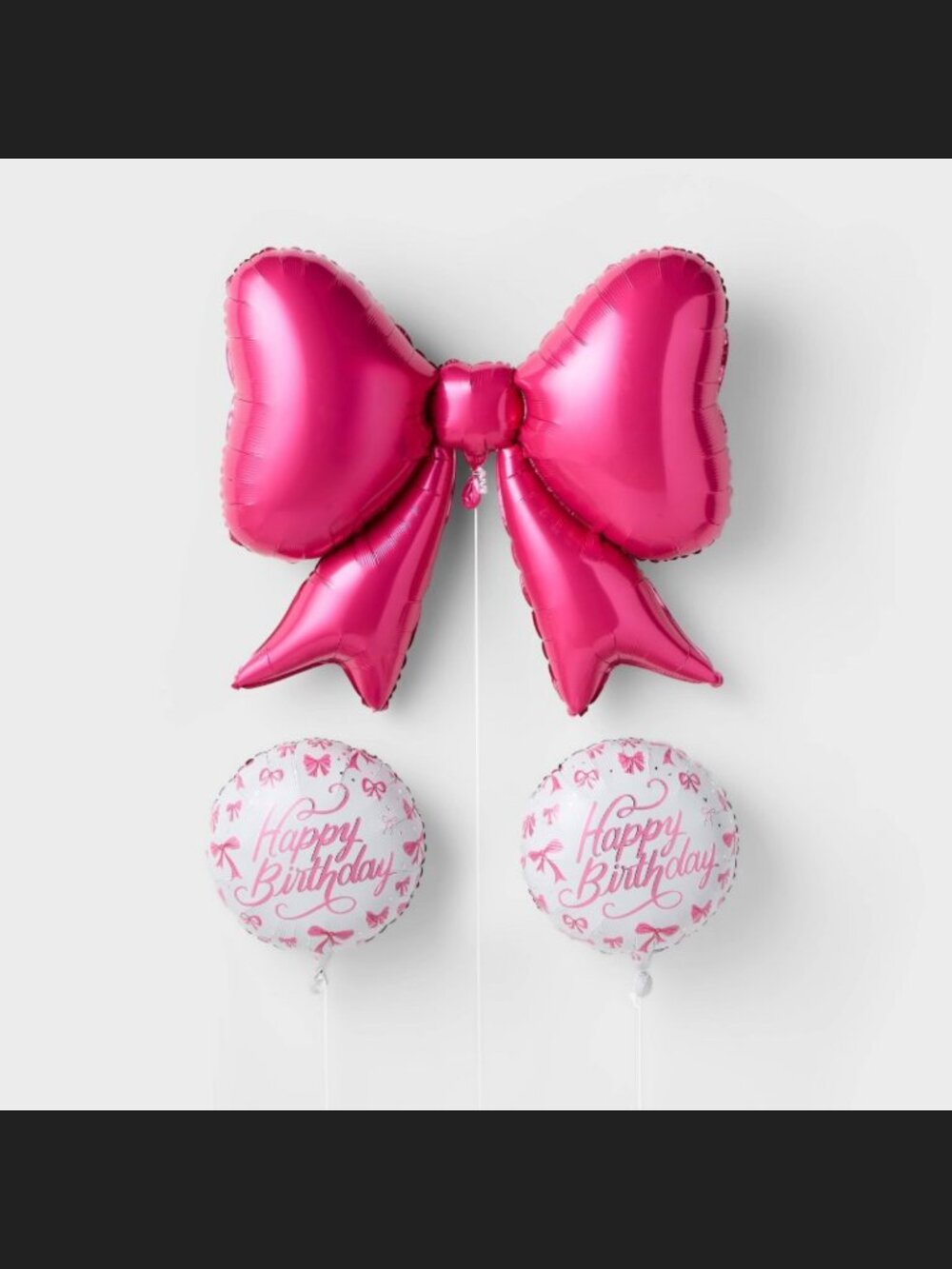 ☀️ 3 ct Bow Happy Birthday Foil Balloon Bundle Pink - Spritz